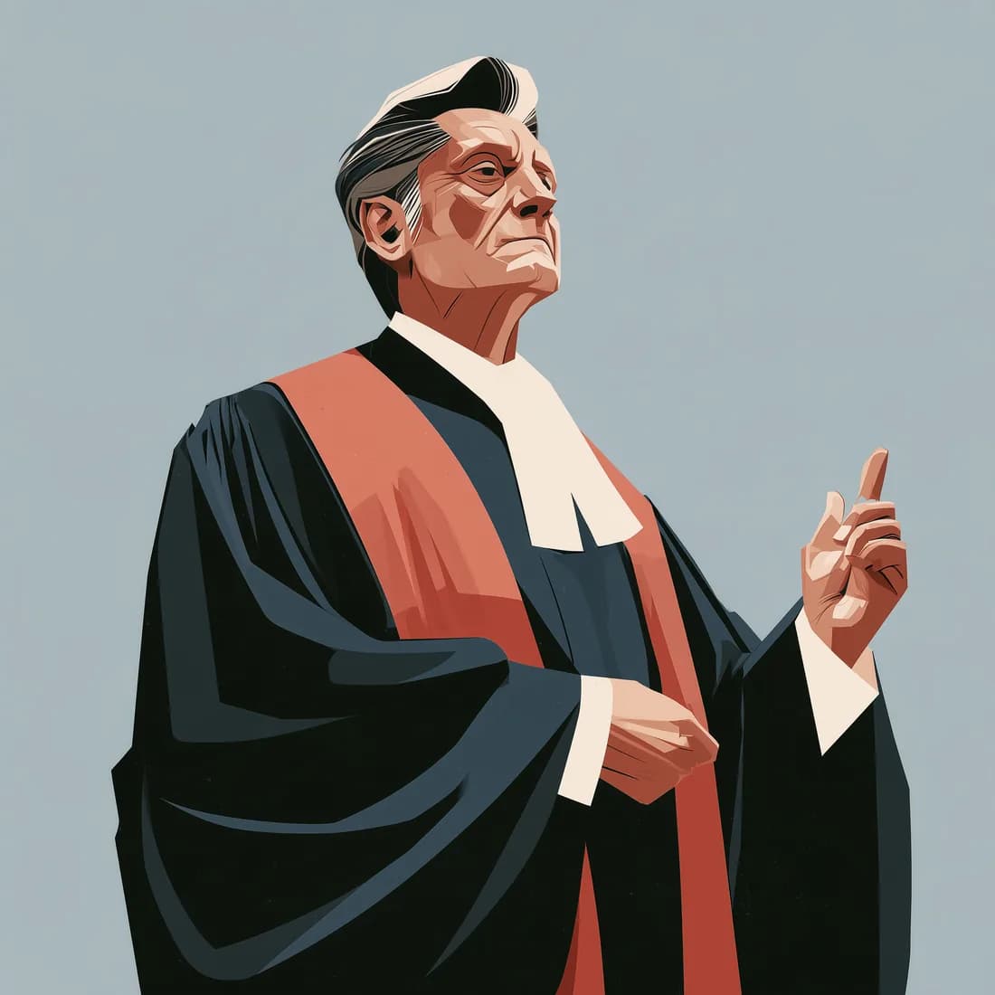 Illustration of a judge, representing Agentic-o-tron's built-in review and validation safeguards